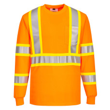 Hi-Vis X Back Contrast Tape T-Shirt L/S Orange