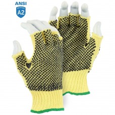 Majestic 3110F Cut-Less With Kevlar Fingerless Cut Resistant Knit Glove with PVC Dots