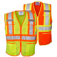 Viking Open Road Zipper Safety Vest Contrasting Stripes